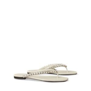 Tory Burch White Crystal Embellished Thong Sandal 7.5 Bridal Wedding Beachy